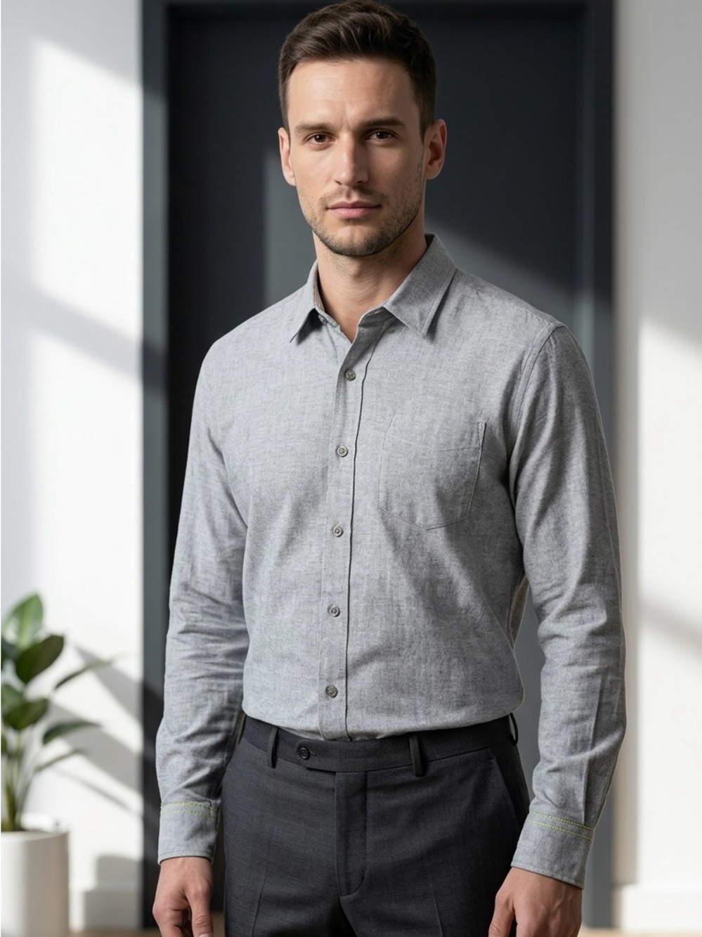 WRK Matteo Gottardi Gray The Reworked Button Down Shirt